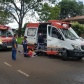 Fotos de Câmera de segurança registra colisão entre duas motos que deixou três pessoas feridas, em Maringá