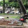 Fotos de Câmera registra acidente em que motociclista foi prensado contra poste por carreta, em Maringá