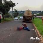 Fotos de Caminhão passa por cima das pernas de motociclista após acidente em Maringá