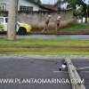 Fotos de Carro bate em poste de concreto em Maringá; motorista some após acidente