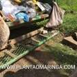 Fotos de Coletor de lixo tem o pé prensado no caminhão da prefeitura de Maringá