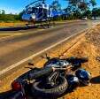 Fotos de Motociclista é socorrido de helicóptero após acidente na manhã deste domingo