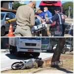 Fotos de Motociclista fica ferido após bater em caminhão em Maringá