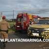 Fotos de Motociclista tem perna esmagada ao bater em caminhão em Maringá