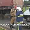 Fotos de Motociclista tem perna esmagada ao bater em caminhão em Maringá