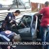 Fotos de Motorista fica preso à ferragens após bater de frente com ônibus em Maringá