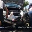 Fotos de Mulher fica com pé preso em ferragens após acidente entre moto e carro, em Maringá