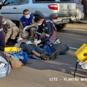 Fotos de Motociclista e pedestre ficam feridos após grave acidente em Maringá