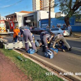 Fotos de Motociclista e pedestre ficam feridos após grave acidente em Maringá