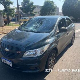 Fotos de Câmera registra acidente entre ônibus e moto em Maringá