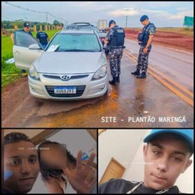 Fotos de Carro destruído por árvore é furtado e utilizado para destruir porta de loja durante furto em Maringá