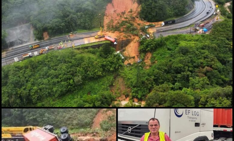 Fotos de Bombeiros estimam ao menos 30 desaparecidos em deslizamento na BR-376 no Paraná