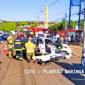 Fotos de Caminhão faz conversão proibida e deixa 6 pessoas feridas em Maringá