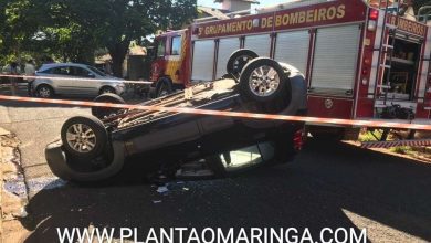 Fotos de Acidente seguido de tombamento na Zona 2 em Maringá