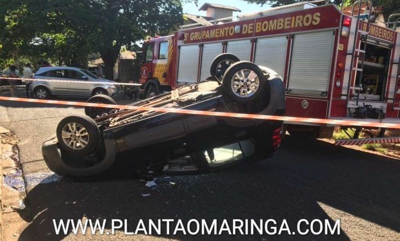 Fotos de Acidente seguido de tombamento na Zona 2 em Maringá