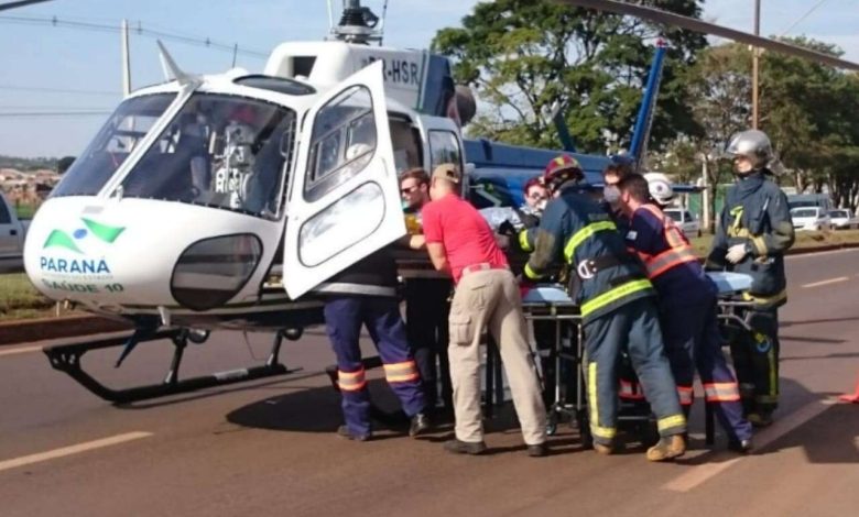 Fotos de Adolescente vítima de acidente é resgatado por helicóptero do SAMU em Marialva