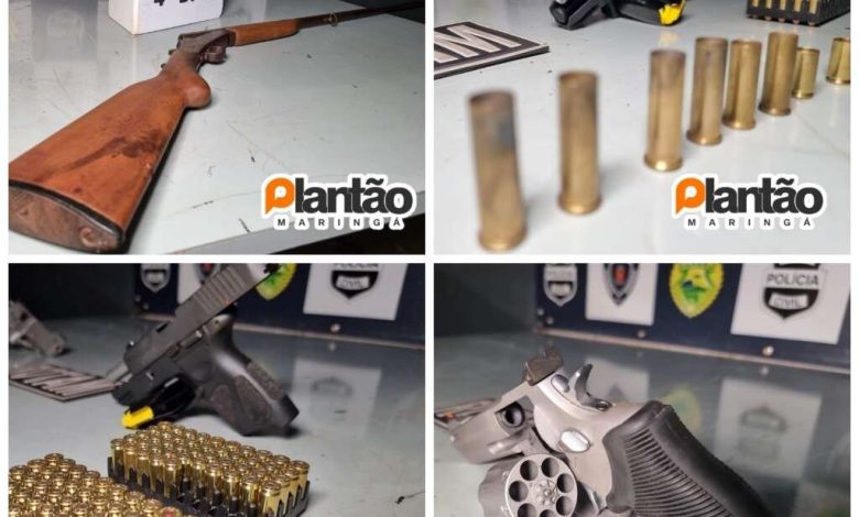 Fotos de Após brigar com esposa homem realiza disparos de arma de fogo e acaba preso com três armas em Maringá