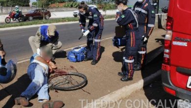 Fotos de Bicicleta quebra e homem de 58 anos sofre queda e é socorrido com ferimentos no rosto em Maringá