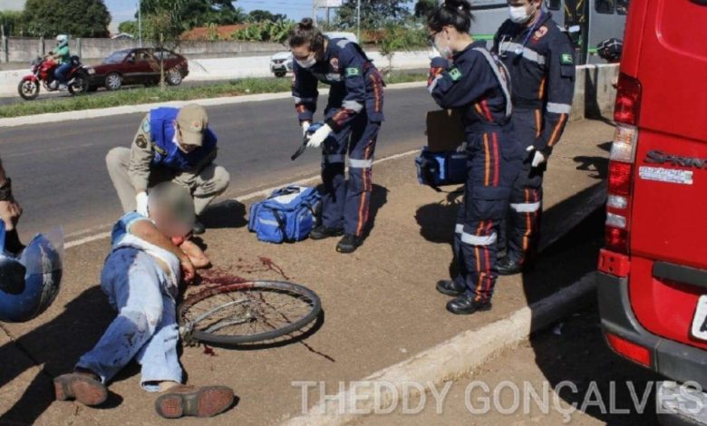 Fotos de Bicicleta quebra e homem de 58 anos sofre queda e é socorrido com ferimentos no rosto em Maringá