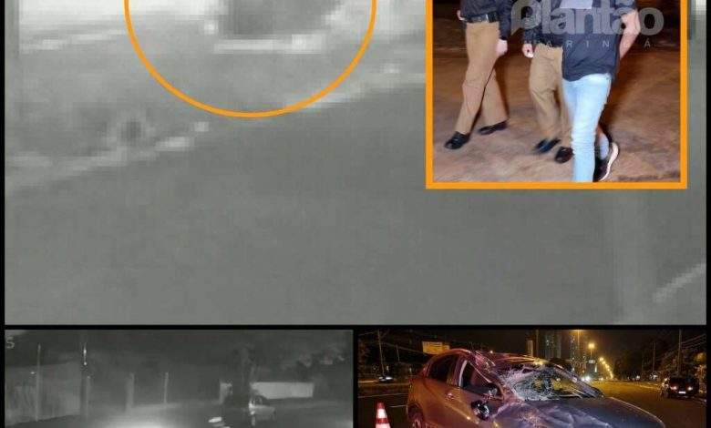 Fotos de Câmeras flagram criminoso em fuga e capotando carro roubado durante perseguição, em Maringá; vídeo