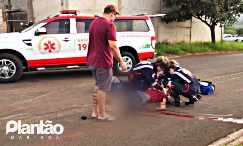 Fotos de Caminhão passa por cima das pernas de motociclista após acidente em Maringá