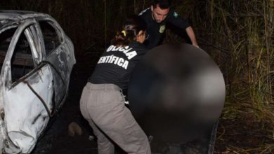 Fotos de Carro com placas de Maringá, bate e motorista morre carbonizado na rodovia PR-444 em Mandaguari