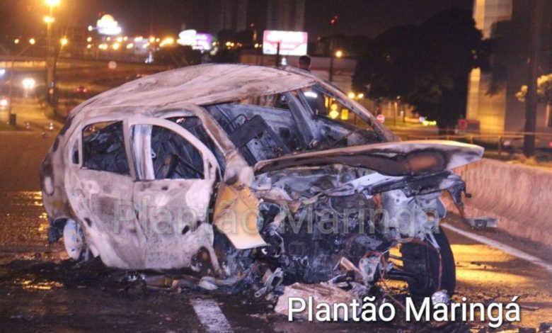 Fotos de Carro explode após batida e motorista morre carbonizado na Avenida Colombo em Maringá