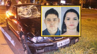 Fotos de Casal fica ferido após colisão entre carro e moto em Maringá