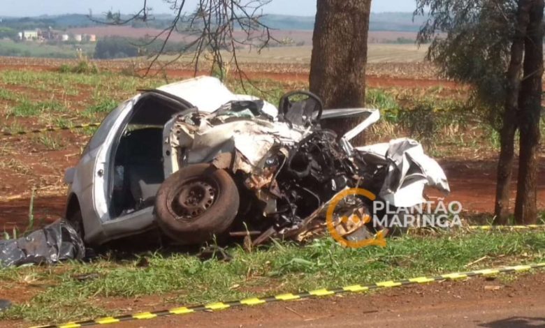 Fotos de Colisão frontal entre carro e ônibus deixa uma mulher morta na rodovia que liga a cidade de Marialva até o distrito de Aquidaban