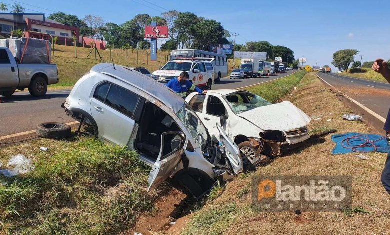 Fotos de Colisão traseira deixa três pessoas feridas na rodovia BR-376, em Maringá