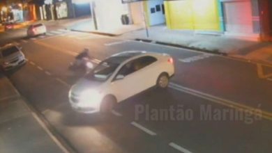 Fotos de Conversão em local proibido causa acidente e deixa motociclista ferido em Maringá; veja vídeo