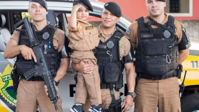 Fotos de Criança de 4 anos, que sonha ser policial recebe surpresa da PM e GM no aniversário em Sarandi