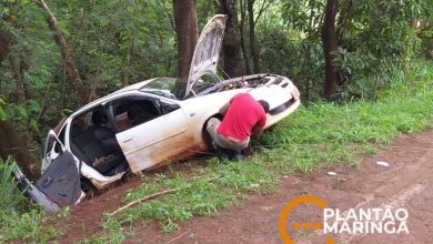 Fotos de Duas pessoas ficam feridas em grave acidente entre Maringá e Iguaraçu