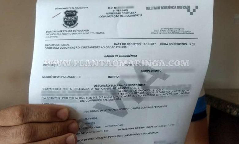 Fotos de Empresa de Paiçandu recebe atestados médicos falsos, e caso vai parar na delegacia