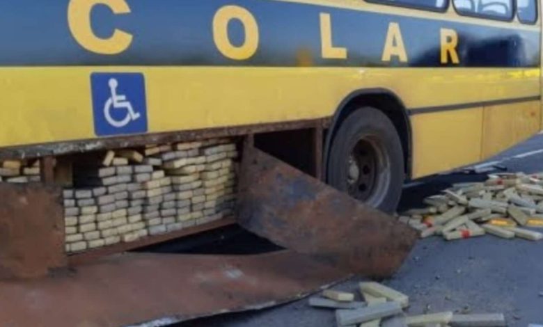 Fotos de Falso ônibus escolar é apreendido com quase uma tonelada de maconha que seria entregue em Maringá