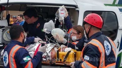 Fotos de Homem atropelado ao atravessar rodovia embaixo de passarela, é socorrido por helicóptero