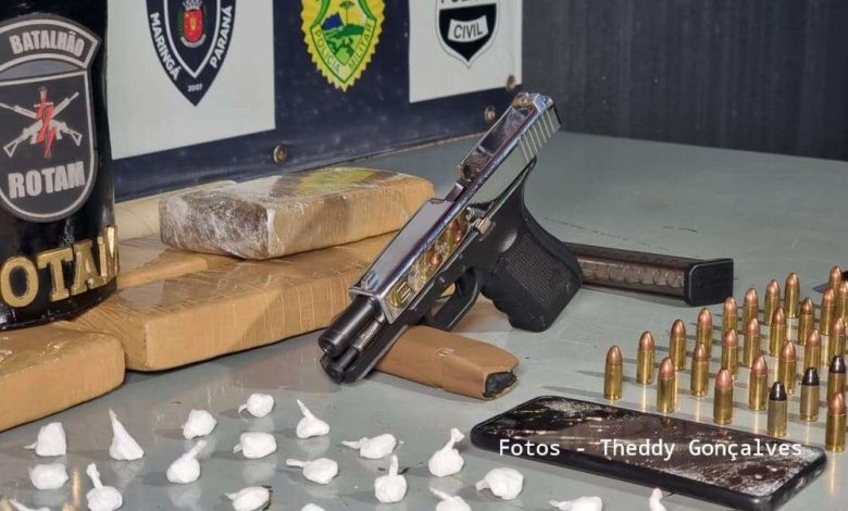 Fotos de Homens são presos com arma de fogo e uma grande quantidade de droga após fugir de blitz em Maringá