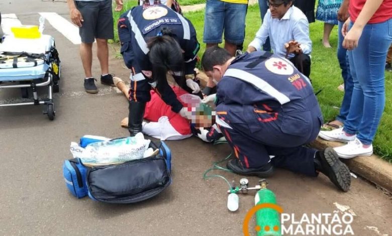 Fotos de Idosa de 73 anos é atropelada por moto ao atravessar Avenida, em Maringá