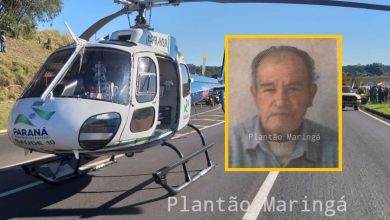 Fotos de Idoso é socorrido de helicóptero após atropelamento na BR-376 em Mandaguaçu