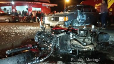 Fotos de Imprudência; motociclista de 20 anos sofre ferimentos grave após veículo avançar preferencial