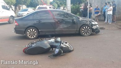 Fotos de Moça sofre ferimentos graves após batida entre veículo e moto na divisa de Maringá e Sarandi