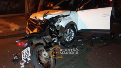 Fotos de Motociclista fica ferido após bater de frente com carro em Maringá