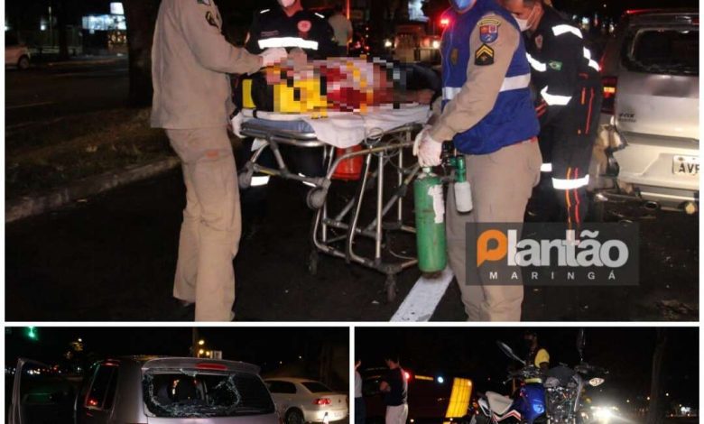 Fotos de Motociclista fica gravemente ferido ao bater em carro parado no semáforo em Maringá