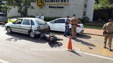 Fotos de Motociclista fica gravemente ferido após bater na traseira de carro em Maringá