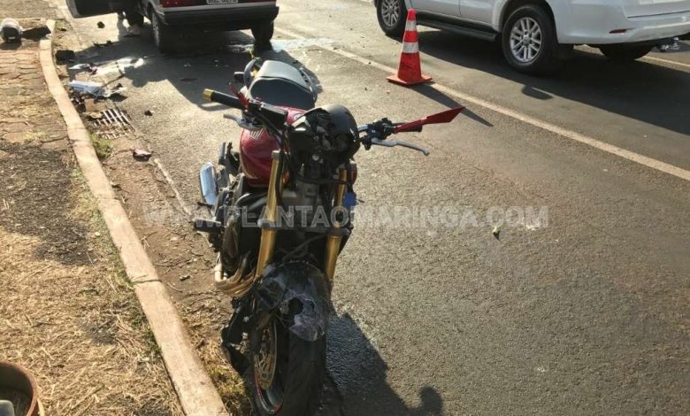 Fotos de Motociclista ficam em estado gravíssimo após bater atrás de veículo em Maringá