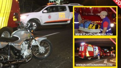 Fotos de Motociclista se fere ao bater na traseira de carro na divisa Maringá e Sarandi