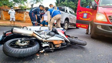 Fotos de Motociclista sofre ferimentos grave ao atingir caminhonete que invadiu preferencial Maringá