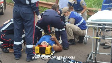 Fotos de Motociclista sofre ferimentos graves ao bater em lateral de caminhão em Maringá