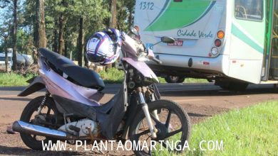 Fotos de Motociclista sofre ferimentos graves ao bater na traseira de ônibus em Maringá