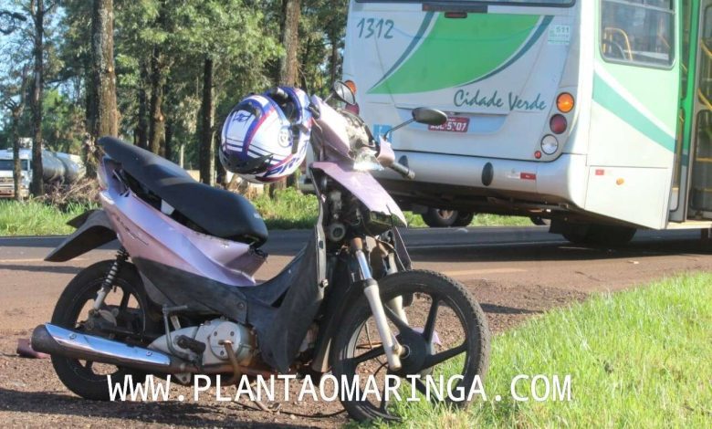 Fotos de Motociclista sofre ferimentos graves ao bater na traseira de ônibus em Maringá